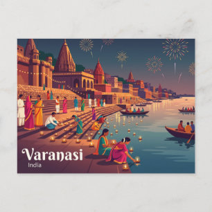 Carte Postale Festival Diwali, Varanasi Inde