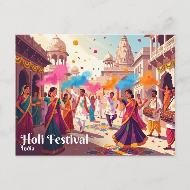 Carte Postale Festival Holi, Inde (Devant)