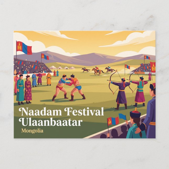 Carte Postale Festival Naadam Oulan-Bator Mongolie (Devant)