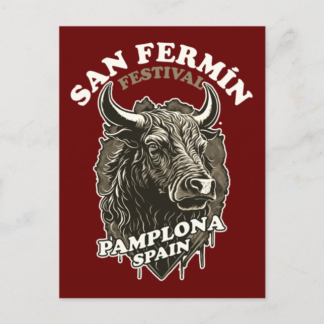 Carte Postale Festival San Fermin - La Course Des Bulls (Devant)