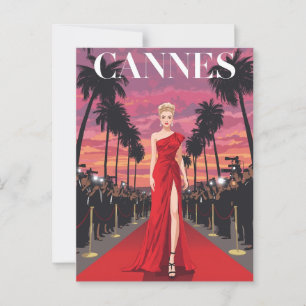 Carte Postale Festival vintage Cannes Red Carpet Glamour
