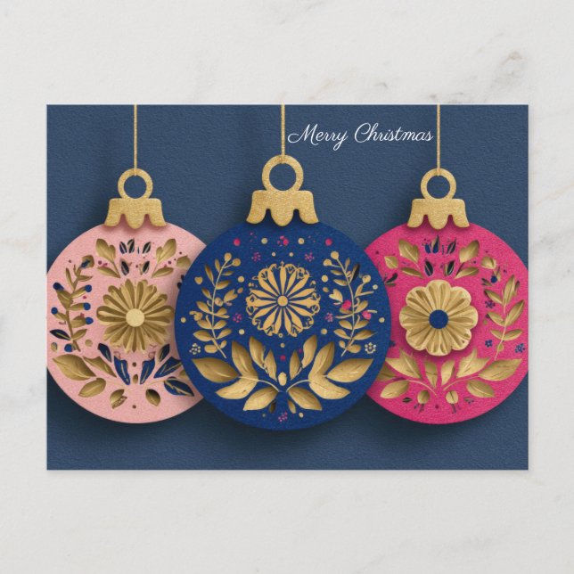 Carte Postale Festive and elegant Christmas Bauble Greeting (Devant)