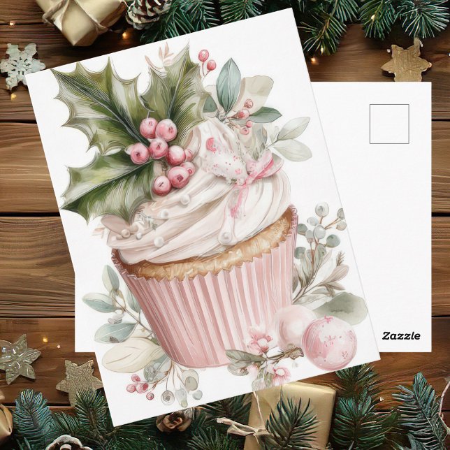 Carte Postale Festive and elegant Pastel Christmas Cupcake (Créateur téléchargé)