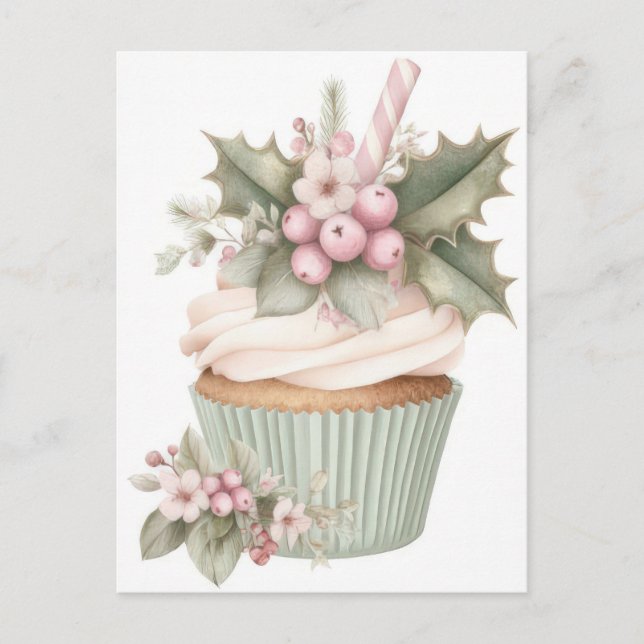 Carte Postale Festive and elegant Pastel Christmas Cupcake (Devant)