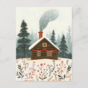 Carte Postale Festive Cabine de Noël Salutation