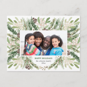 Carte Postale Festive Christmas Floral Holiday Photo Postcard