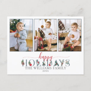 Carte Postale Festive Foliage Joyeux Fêtes Floral 3-Photo