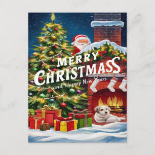 Carte Postale Festive Furry Friend by the Hearth