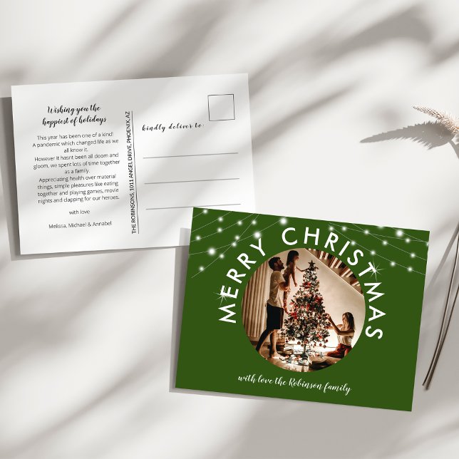 Carte Postale Festive Green Christmas Holiday Photo (Créateur téléchargé)