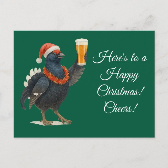Carte Postale Festive Grouse with Santa Hat Christmas postcard (Devant)
