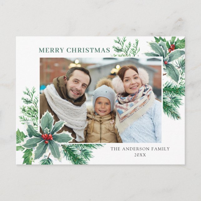 Carte Postale Festive Holly Berry Noël voeux (Devant)