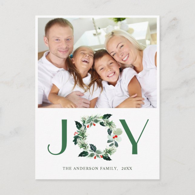 Carte Postale Festive Holly Wreath Noël Salutation vacances (Devant)