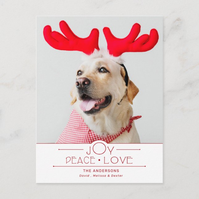 Carte Postale Festive Joy Peace Love Red Plaid Photo (Devant)