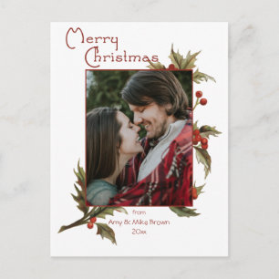 Carte Postale Festive Joyeux Noël   Holly   Photo