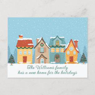 Carte Postale Festive Maison de Noël Nouveau domicile Adresse Dé