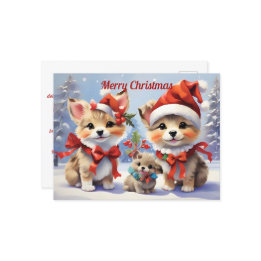 Carte Postale Festive Noël Puppies vacances