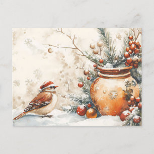 Carte Postale Festive Noël Salutation vintage Noël Scène