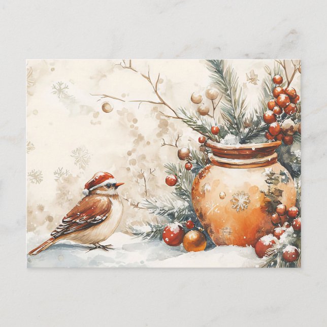 Carte Postale Festive Noël Salutation vintage Noël Scène (Devant)