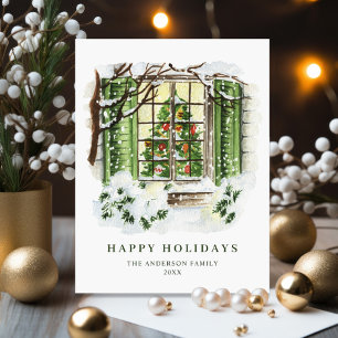 Carte Postale Festive Pays Maison de vacances Noël Salutation