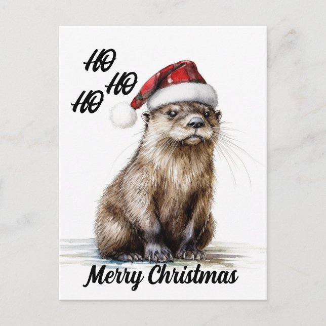 Carte postale Festive Père Noël Christmas Otter (Devant)