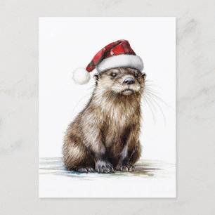 Carte postale Festive Père Noël Christmas Otter