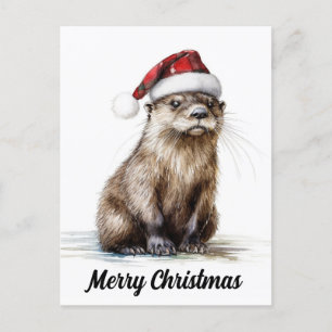 Carte postale Festive Père Noël Christmas Otter