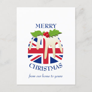 Carte Postale Festive Pudding BRITANNIQUE UNION JACK Noël