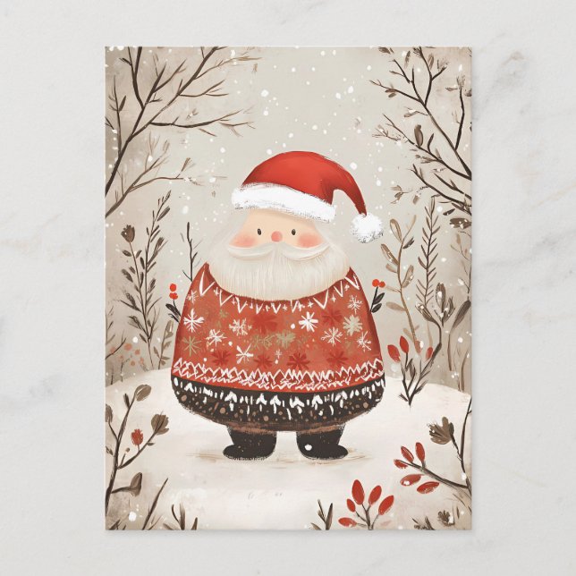 Carte Postale Festive Santa Clause voeux de Noël (Devant)