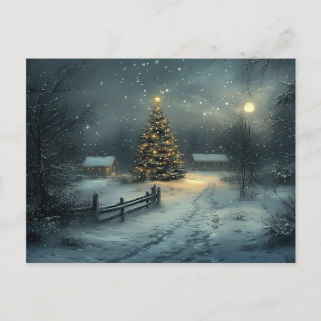 Carte Postale Festive Vintage nuit de Noël (Devant)