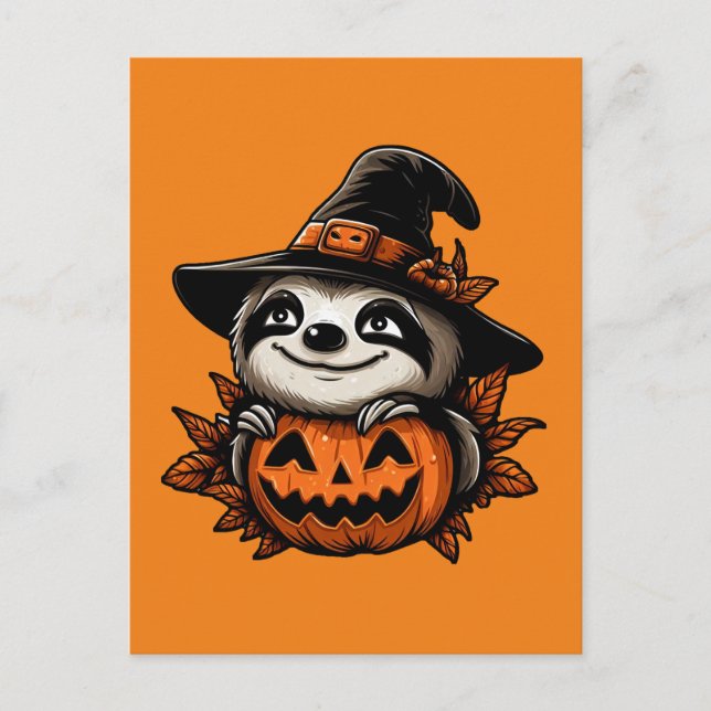 Carte Postale Festivité Citrouille Halloween Sloth (Devant)