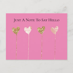 Carte Postale Fête Anniversaire Chaînes Cardiaques Rose Paillett