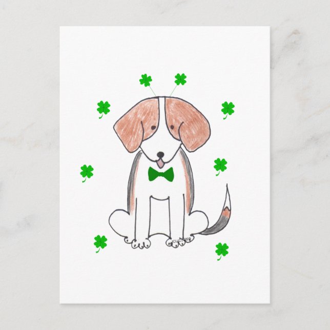 Carte Postale Fête beagle Saint-Patricks (Devant)