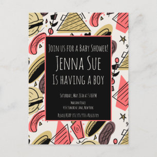 Carte Postale Fête bébé douches de l'été gril Doodles BBQ