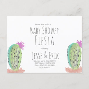 Carte Postale Fête bébé Plantes de cactus à l'aquarelle Peintes 