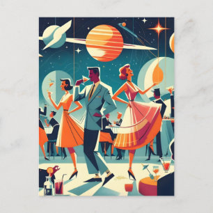 Carte Postale Fête Cocktail du milieu du siècle de l'espace