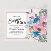 Fête d'anniversaire 50 ans Floral Aquarelle Rose V