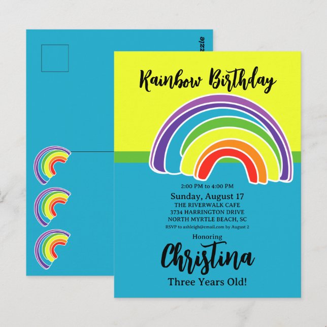 Carte Postale Fête d'anniversaire arc-en-ciel (Devant / Derrière)
