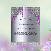 Fête d'anniversaire argent violet parties scintill