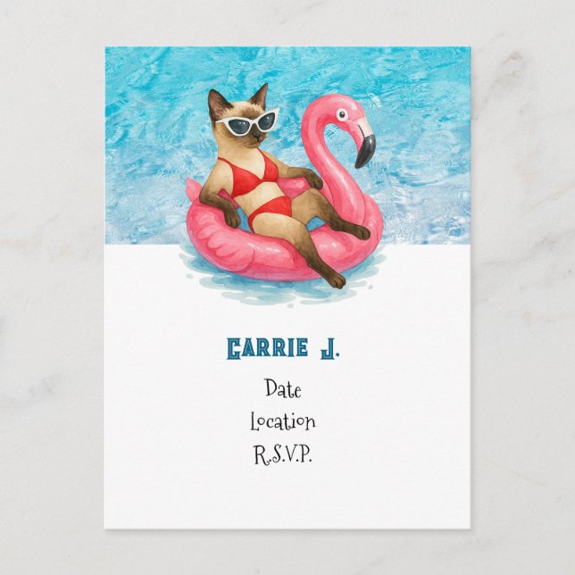 Carte Postale Fête d'anniversaire au bord de la piscine pour les (Devant)