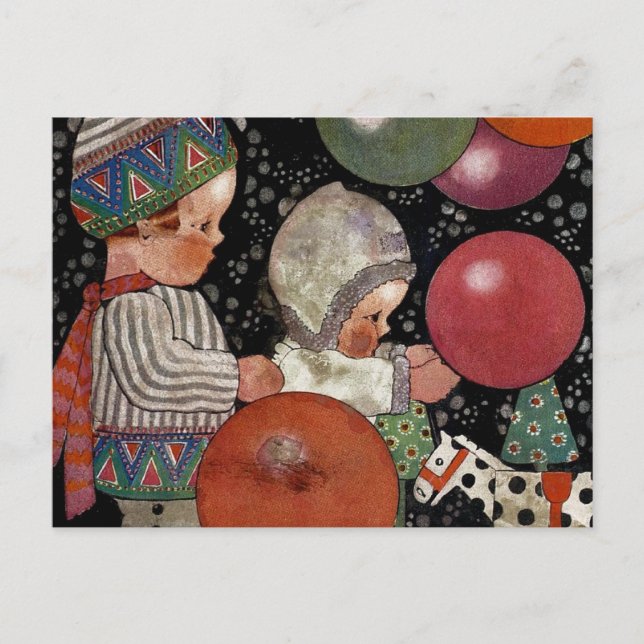 Carte Postale Fête d'anniversaire, ballons et jouets pour enfant (Devant)