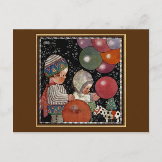Carte Postale Fête d'anniversaire, ballons et jouets pour enfant