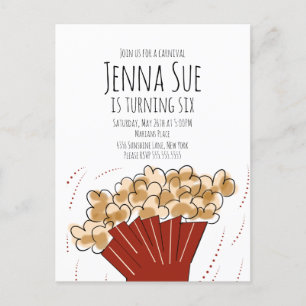 Carte Postale Fête d'anniversaire cinéma en plein air Popcorn 