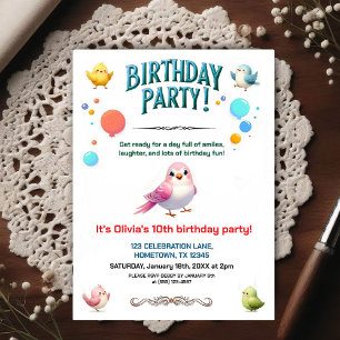 Carte Postale Fête d'anniversaire Colorée pour Enfants avec des 