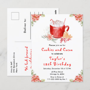 Carte Postale Fête d'anniversaire Cookies de Noël et cacao Rouge