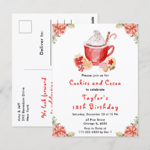 Carte Postale Fête d'anniversaire Cookies de Noël et Cacao Rouge