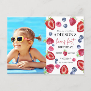 Carte Postale Fête d'anniversaire de 1 an de la fraise Photo de 