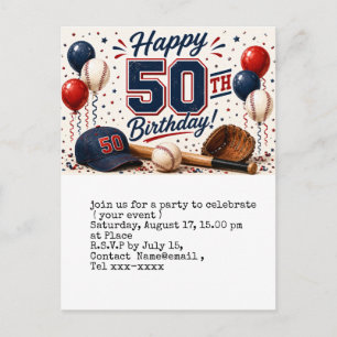 Carte Postale Fête d'anniversaire de 50 ans de baseball à sauver