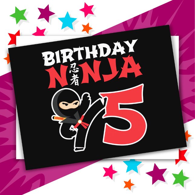 Carte Postale Fête d'anniversaire de 5 ans de ninja de karaté po (Créateur téléchargé)
