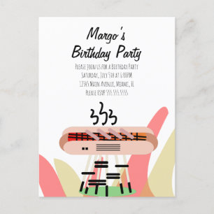 Carte Postale Fête d'anniversaire de barbecue de hot-dog rétro