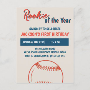 Carte Postale Fête d'anniversaire de baseball Recrue de l'année 